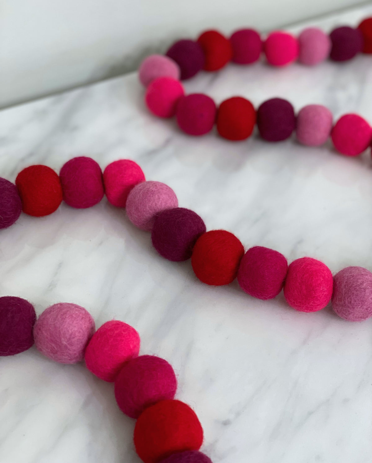 Pink Felted Ball Garland