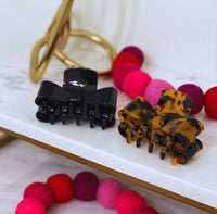 Black + Tortoise Bow Hair Claw Clip