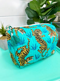 Cosmetics Bag | Quilted Makeup Bags | Toiletry Bag  | Tigers