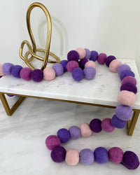 Purple Felted Ball Garland