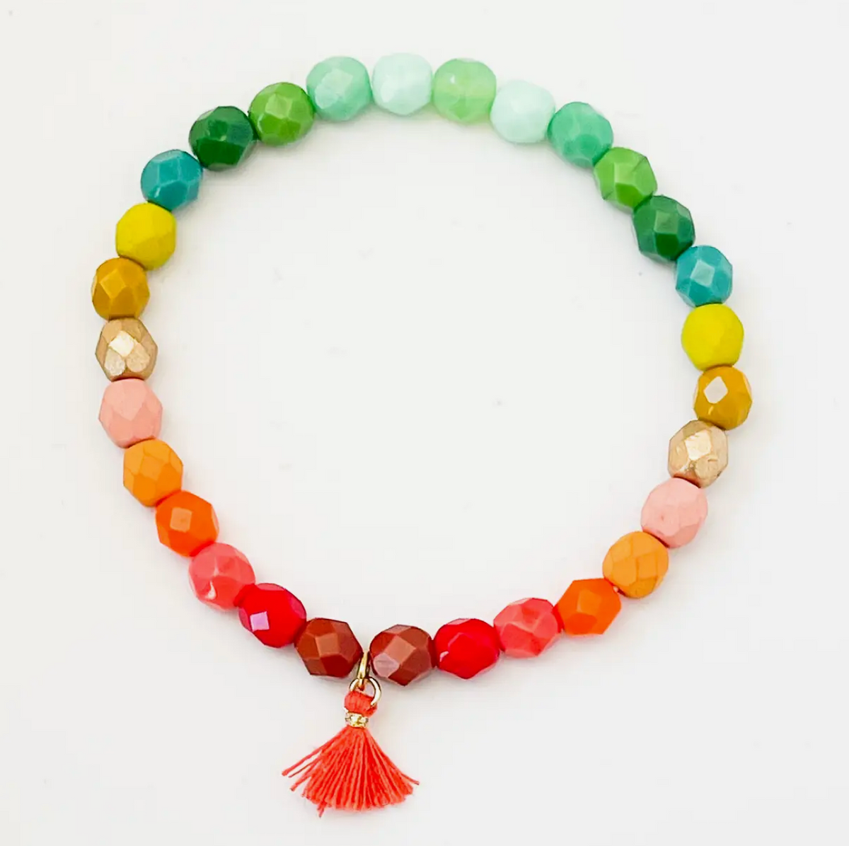 Rainbow Tassel Beaded Bracelet