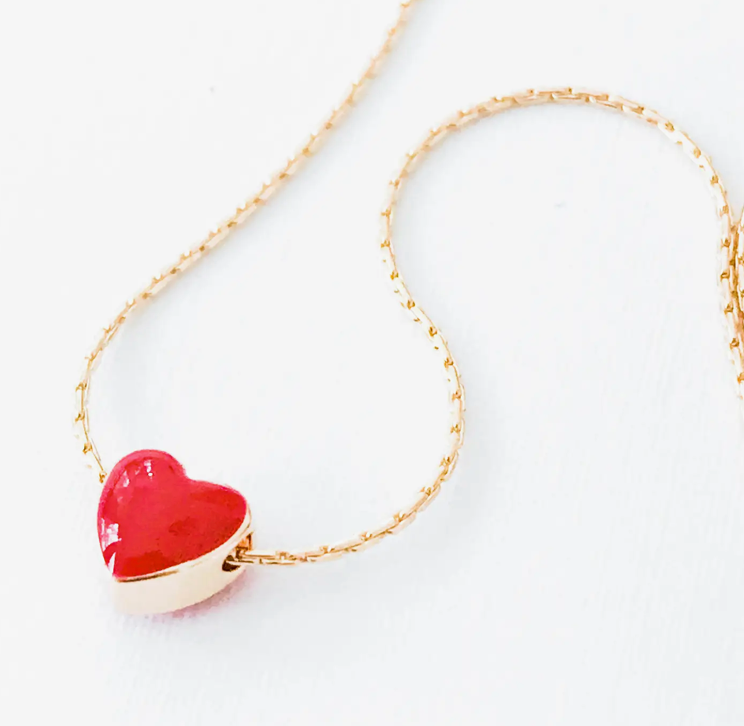 Heart Charm Gold Filled Choker Necklace