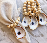 Natural Oyster Shell Napkin Rings- Set of 6