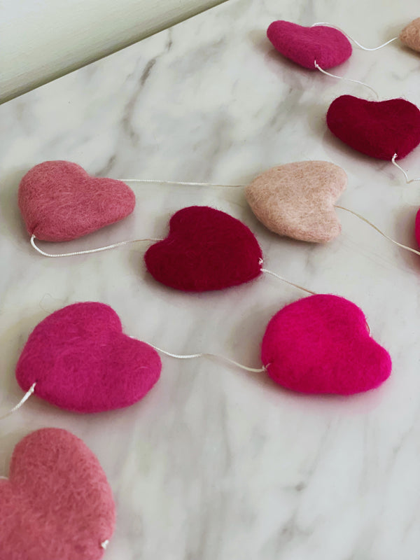 Pink Hearts Felt Garland