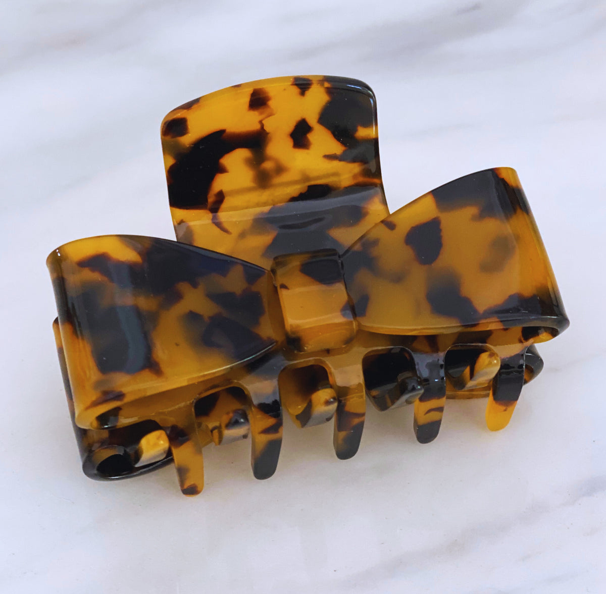 Black + Tortoise Bow Hair Claw Clip