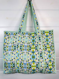 Quilted Bag | Quilted Tote Bags  | Aqua Shopping Tote Bag