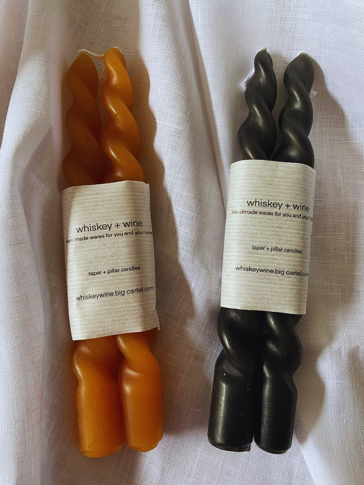 Natural Beeswax Spiral Taper Candles Set of 2