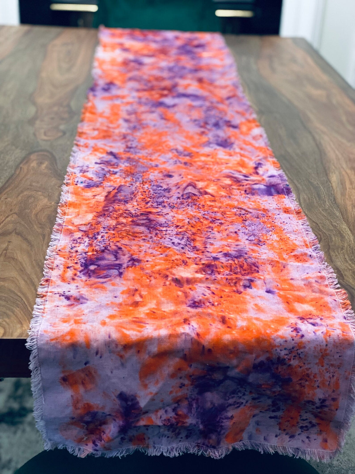 Clemson Tigers Orange + Purple Hand Dyed Linen Table Runner