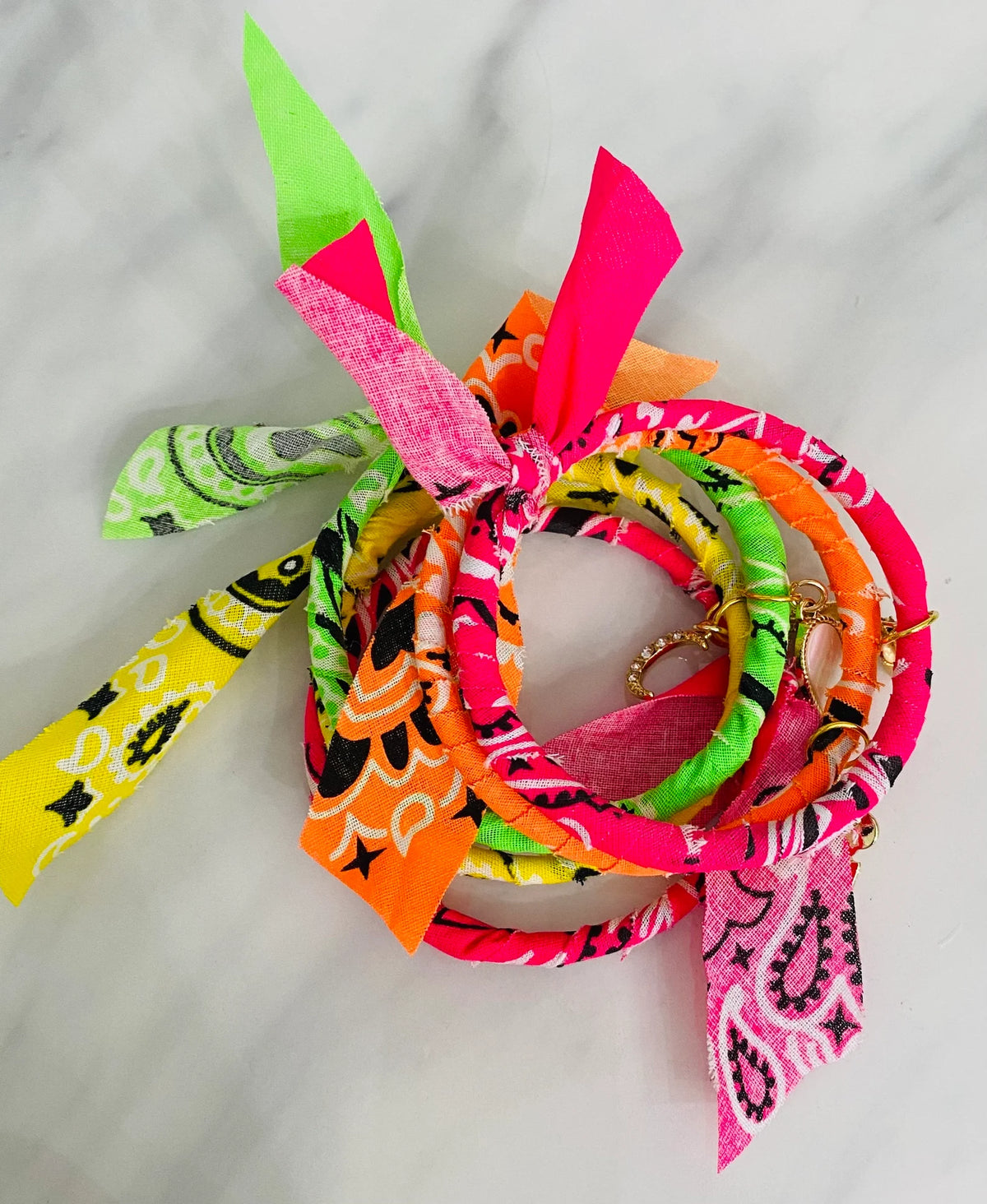 Neon Bandana Charm Bangle Bracelets