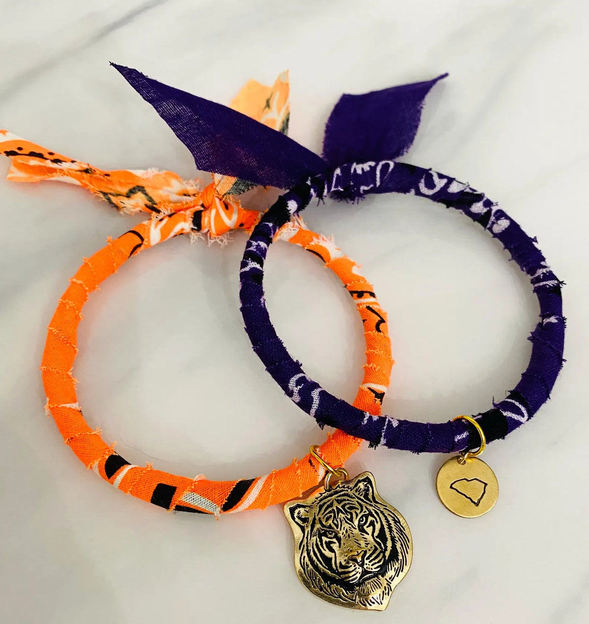 Clemson Tigers Neon Bandana Charm Bangle Bracelets