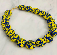 Blue + Yellow Beaded Recycled Glass Necklace