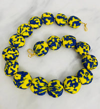 Blue + Yellow Beaded Recycled Glass Necklace